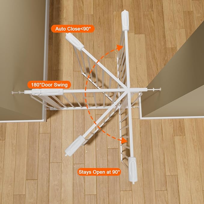 HOOEN Extra Wide Baby Gate for Doorways Stairs 86-105 Inch Wide Pressure Mounted Dog Gates for The House Walk Through Gates Indoor Safety Child Gates for Kids or Pets (86.3"-105")