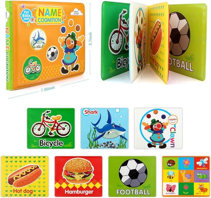 Baby Bath Toys, Nontoxic Bath Books for Babies Bath Time, Bathtub Toys for Toddlers 6 to 12 18 Months, Soft Educational Bath Toys for 1-3 Year Old Girls Boys(Pack of 3)