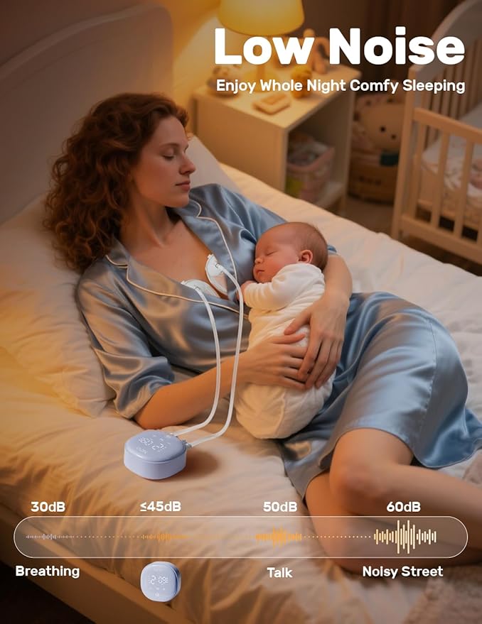 NCVI Wearable Breast Pump Hands Free with 21/24mm Flange, Portable Breastfeeding Pump with Motor Buckle for Travel & Work Equipped with Third-Generation Anti-Spill Collection Cups (On-The-Go Size)