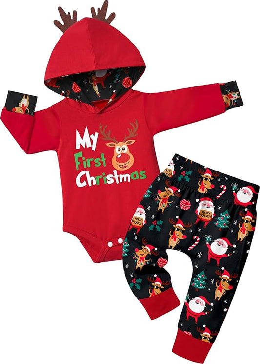 Fommy Newborn Baby Boy Clothes Plaid Letter Print Long Sleeve Hoodies + Long Pants 2PCS Fall Winter Outfits Set