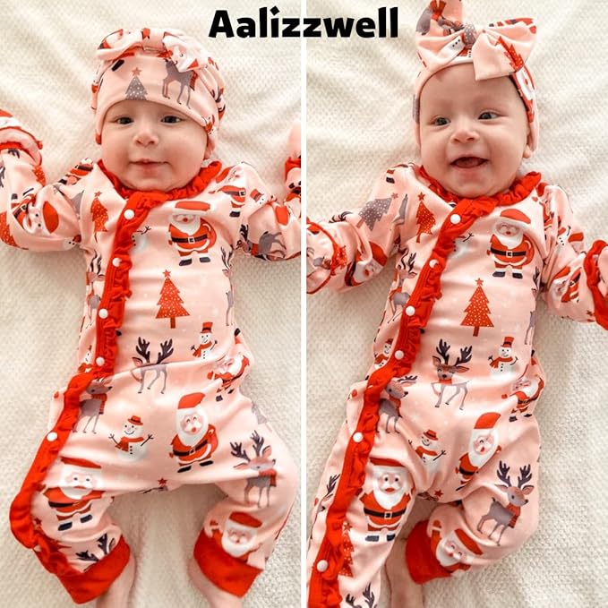 Aalizzwell Baby Girls Romper Outfit Fall Winter Clothes with Accessories