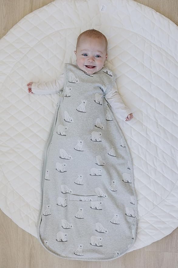 Woolino 4 Season Sleep Sack - Ultimate Merino Wool and Organic Cotton Sleeping Bag - Two-Way Zipper Adjustable Universal Size Sleep Sack for Baby (2-24 Months) - Polar Bear