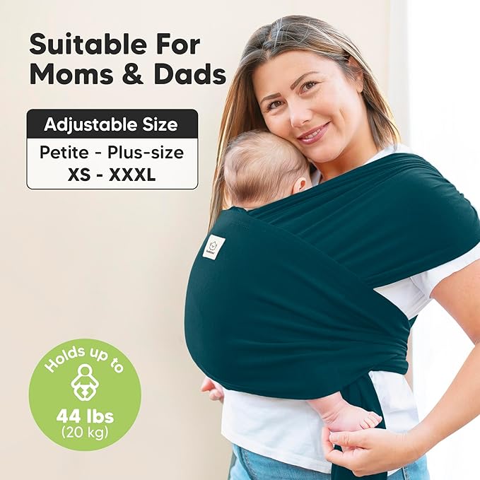 KeaBabies Baby Wrap Carrier Ring Sling - Easy to Wear, Adjustable D-Lite Baby Carrier Newborn to Toddler, Infant Carrying Shirt, Hands Free Bonding, Breathable Fabric Wearing Wrap (Peacock Green)