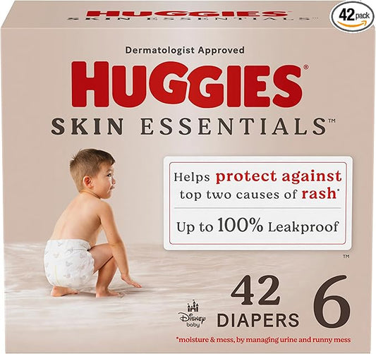 Huggies Size 6 Diapers, Skin Essentials Baby Diapers, Size 6 (35+ lbs), 42 Count