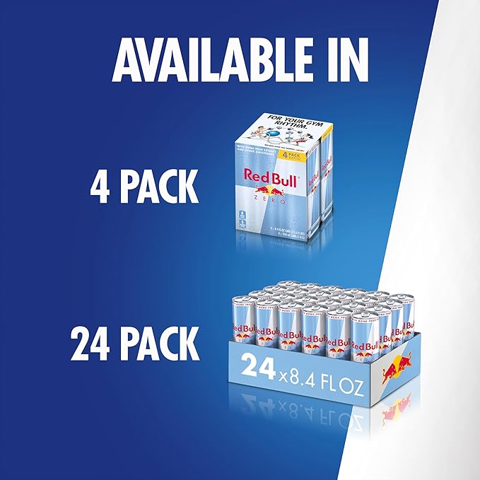 Red Bull Zero Energy Drink, 8.4 fl. oz., with 80mg Caffeine, Taurine & B Vitamins, Case of 24 cans