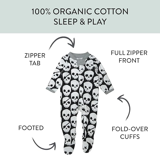 HonestBaby Baby Celebration Sleep & Play Footed One-Piece Pajama Sleeper 100% Organic Cotton