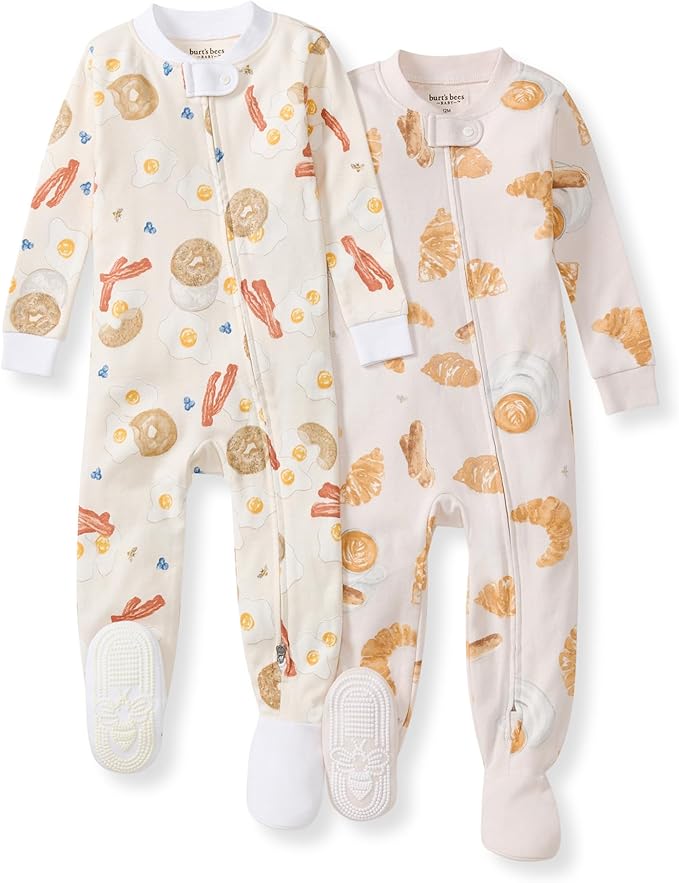 Burt's Bees Baby baby-boys Boys Sleeper Pjs, 100% Organic Cotton, One-piece Footie, Zip Up Jumpsuit, Snug Fit Pajamas