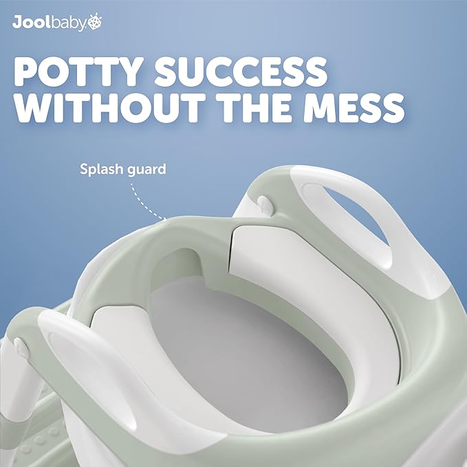 Jool Baby Potty Training Seat with 2 Step Ladder for Toddlers - Splash Guard, Adjustable Height (Sage)