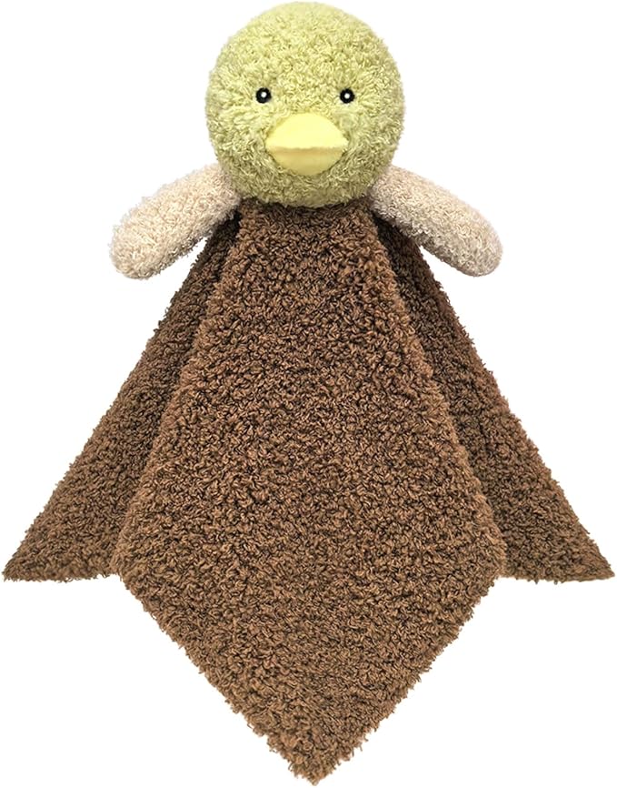 Baby Mallard Duck Soft Stuffed Animal Security Blanket, Plush Green Duck Character Lovey Blanket, Baby Shower/Nursery Gift, Newborn Infant Toddler Snuggle Blankie for Girls Boys, 14 Inches