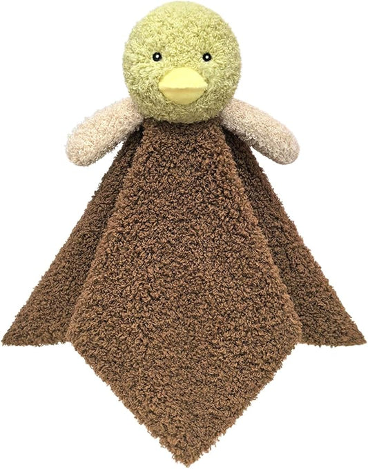 Baby Mallard Duck Soft Stuffed Animal Security Blanket, Plush Green Duck Character Lovey Blanket, Baby Shower/Nursery Gift, Newborn Infant Toddler Snuggle Blankie for Girls Boys, 14 Inches