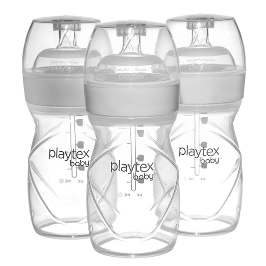 Playtex Baby Anti-Colic Nurser Bottles with Pre-Sterilized Disposable Drop-Ins Liners, 4 Oz Bottles (3 Count), Includes Slow Flow Nipples for Newborn and Breastfeeding Babies, Feeding Essentials