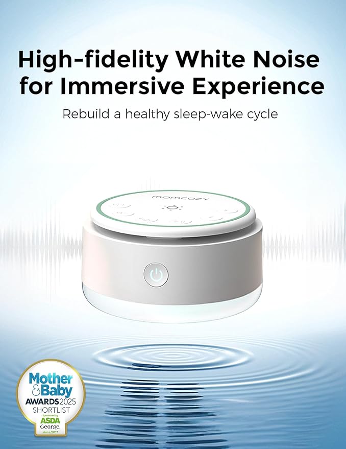 Momcozy Sound Machine for Baby | Portable White Noise Sound Machine for Sleep Rechargeable | 20 Sleep Sounds White Noise Machine with Nursery Night Light | Travel Sleep Sound Machine Battery Based