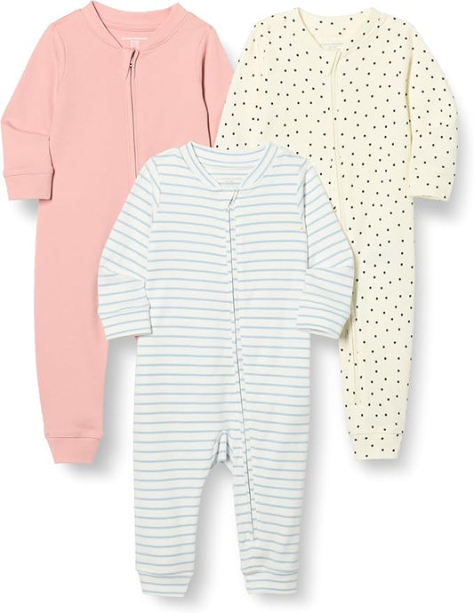 Amazon Essentials unisex-baby Cotton Zip-Front Footless Sleepsuit