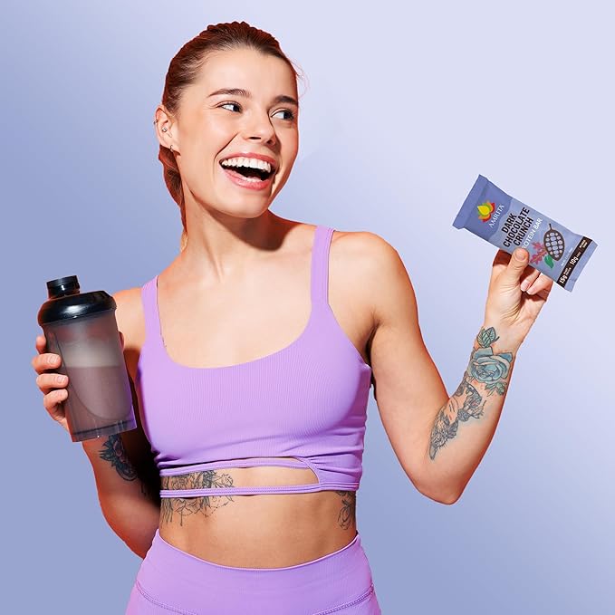 Amrita Nut Free Vegan Protein Bars (12 Count), Dark Chocolate Quinoa 15g Plant-Based Protein Bar, Peanut-Free, Gluten Free, and Dairy-Free, No Added Sugar, High Fiber, Healthy Snacks for Kids/Adults