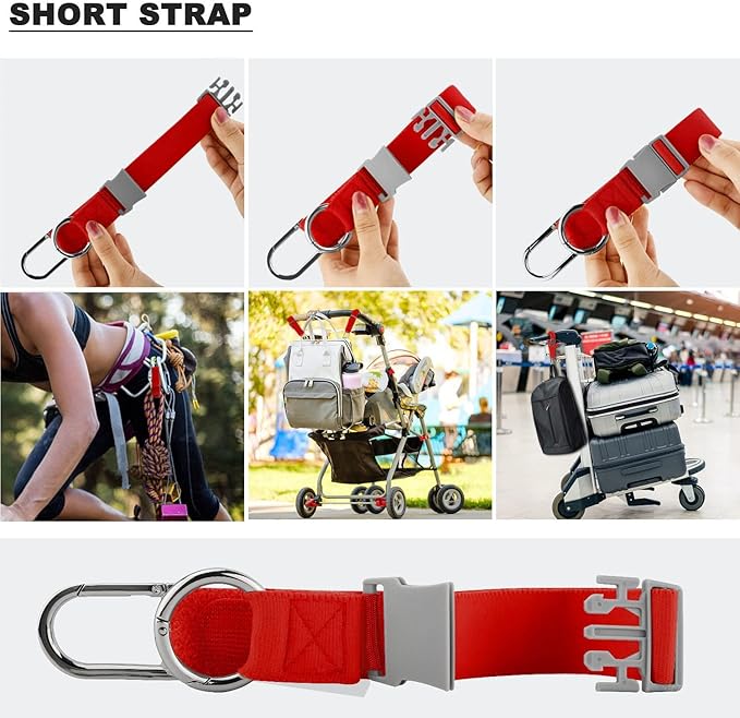Elastic Jacket Gripper with D-Ring Hook and Buckle, ZINZ D-Ring Hook Baggage Suitcase Straps Belts Travel Accessories, Makes Your Hands Free