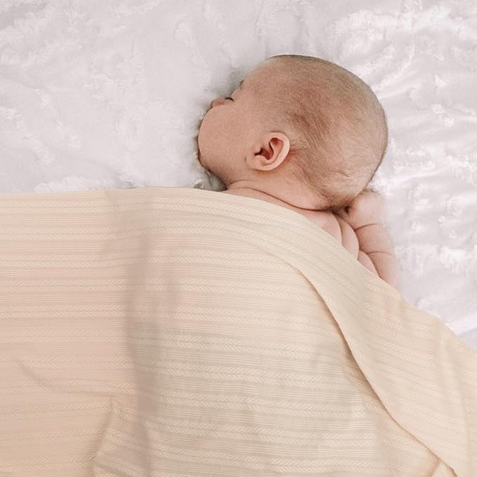 Newborn Receiving Blanket with Bow Hat Mittens Wooden Card Set Wheat-Pattern Newborns Toddler Baby Boy Girl Nursery Swaddle Wrap