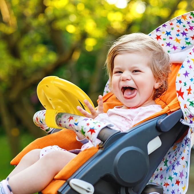 Accmor Stroller Steering Wheel Toy, Pretend Driving Simulated Steering Wheel for Baby Stroller Shopping Carts, Universal Detachable Funny Stroller Shopping Carts Toy Attachment Accessories