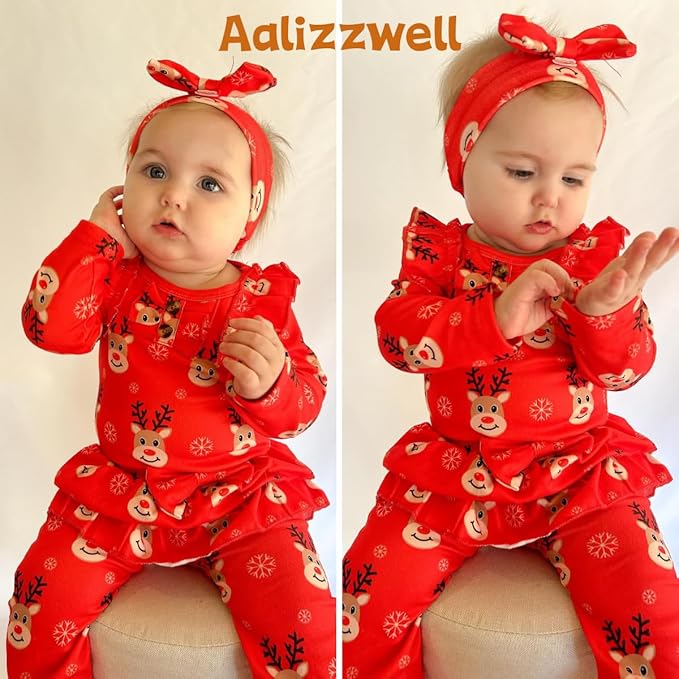 Aalizzwell Preemie Newborn Infant Baby Girls Clothes Ribbed Bodysuit Pants Set Fall Winter Outfits