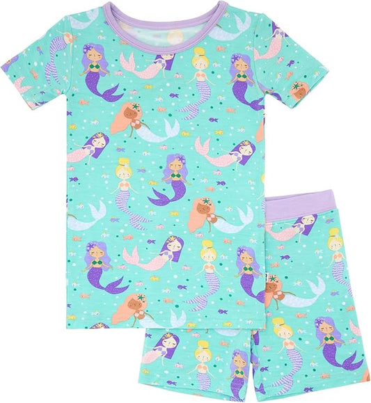 Little Sleepies Pajama Set w/Short Sleeve Shirt & Shorts, Viscose from Bamboo Toddler Pajamas, Girl & Boys Pajamas for Kids