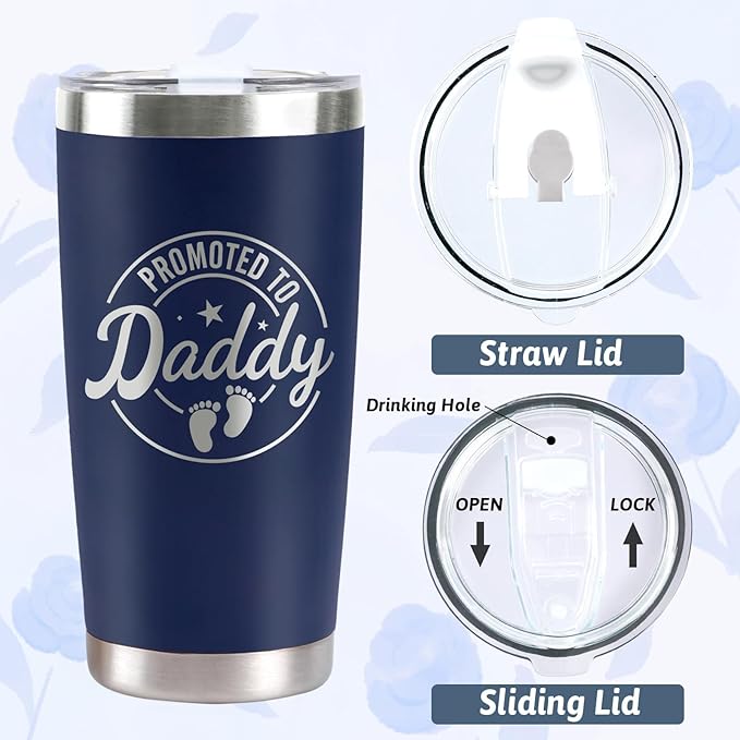Pregnancy Gifts for New Parents, Mommy and Daddy 20Oz Tumbler Set, Cool Gifts Set Ideas for Couples,First Time Moms Dad to Be, New Parents on Mother's Day Father's Day Christmas Gift(Pink & Navy Blue)