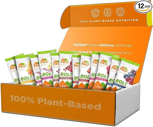 PROBAR - BOLT Organic Energy Chews, Variety Pack, Strawberry, Berry Blast, Orange, Raspberry, Pink Lemonade, Cranberry Pomegranate - Gluten-Free, USDA Certified Organic (12 Count) - Flavors May Vary