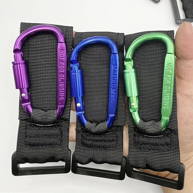 Baby Stroller Hook, Carry 30 lbs per Stroller Carabiner Clip, Adjustable Baby Stroller & Car Seat Hook for Hanging Diaper Bag, Wheelchair,Golf cart, Shopping and Pet Cart(2 Pcs Blue)