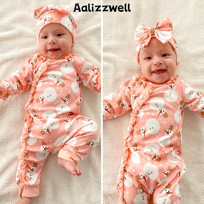 Aalizzwell Baby Girls Romper Outfit Fall Winter Clothes with Accessories
