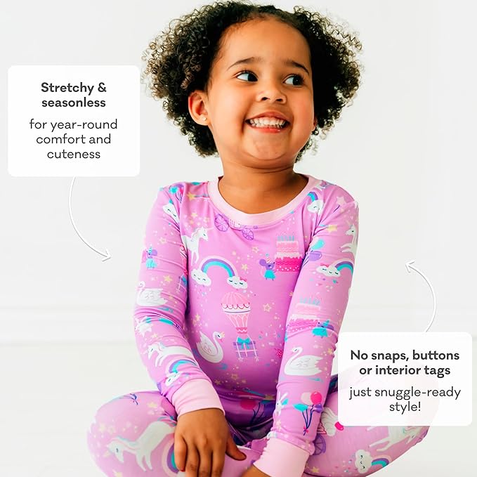 Little Sleepies Two-Piece Pajama Set for Boys & Girls, Soft Viscose from Bamboo Toddler Pajamas for Kids, Family Matching PJs