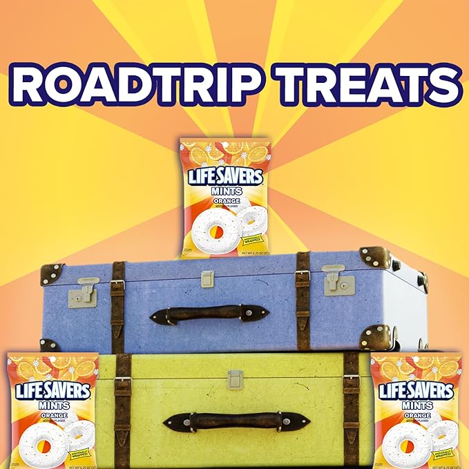 LIFE SAVERS Orange Mints, Individually Wrapped, For Snacking, Sharing, Office Parties, and Pantry Stocking, 6.25 oz (12 Hard Candy Bags)