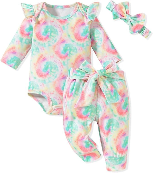 Aalizzwell Preemie Newborn Infant Baby Girls Clothes Ribbed Romper Bodysuit Pants Set Fall Winter Outfits