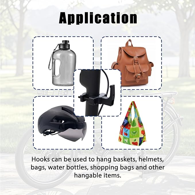 Ziyuan Universal Hanger Hook for Electric Scooter,Electric Scooter Accessories,Adjustable Hook for 0.73in-2.11in Diameter Bars,Suitable for Scooters Baby Strollers,Bicycles,Motorcycles,Wheelchairs