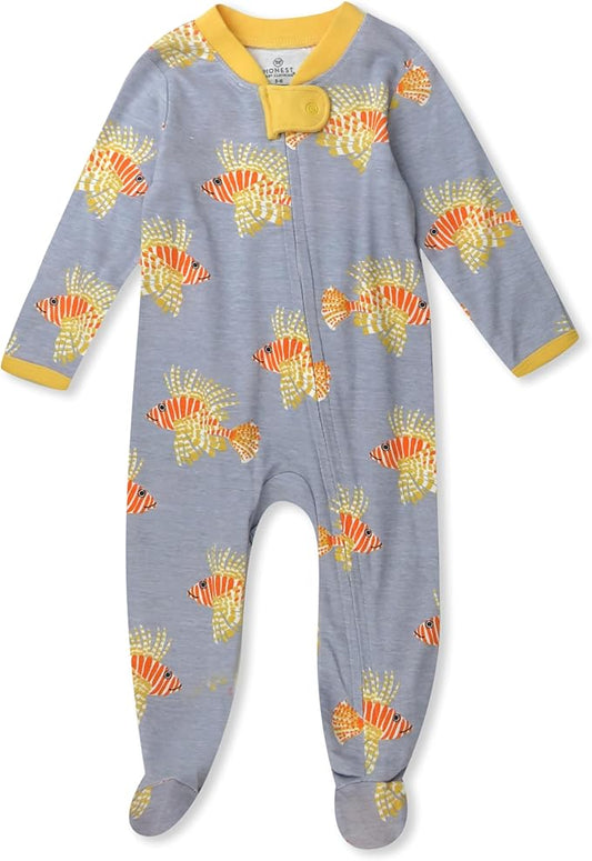 HonestBaby Sleep & Play Footed One-piece Pajama Sleeper 100% Organic Cotton, Baby Boys