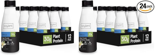 Soylent Vanilla High Protein Shake, 30g Complete Protein, Vegan, Dairy Free and 0g Sugar, Ready to Drink Protein Drinks, 11 Oz, 24 Pack
