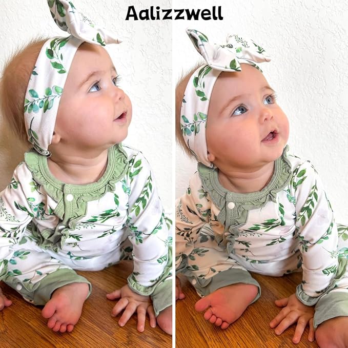 Aalizzwell Baby Girls Romper Outfit Fall Winter Clothes with Accessories