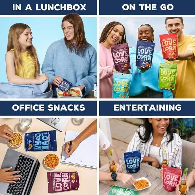 LOVE CORN Sea Salt 16oz x 1 Bag - Delicious Crunchy Corn - Healthy Family Snacks - Gluten Free, Kosher, Non-GMO- Alternative for Chips, Nuts, Crackers & Pretzels - Perfect for Charcuterie Boards