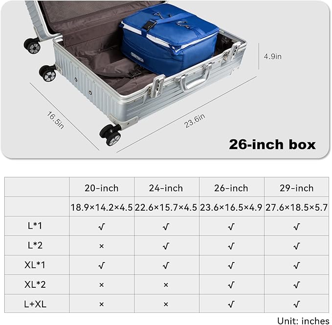 TABITORA Portable Hanging Travel Shelves Bag Packing Cube Organizer Suitcase Storage Large Capacity