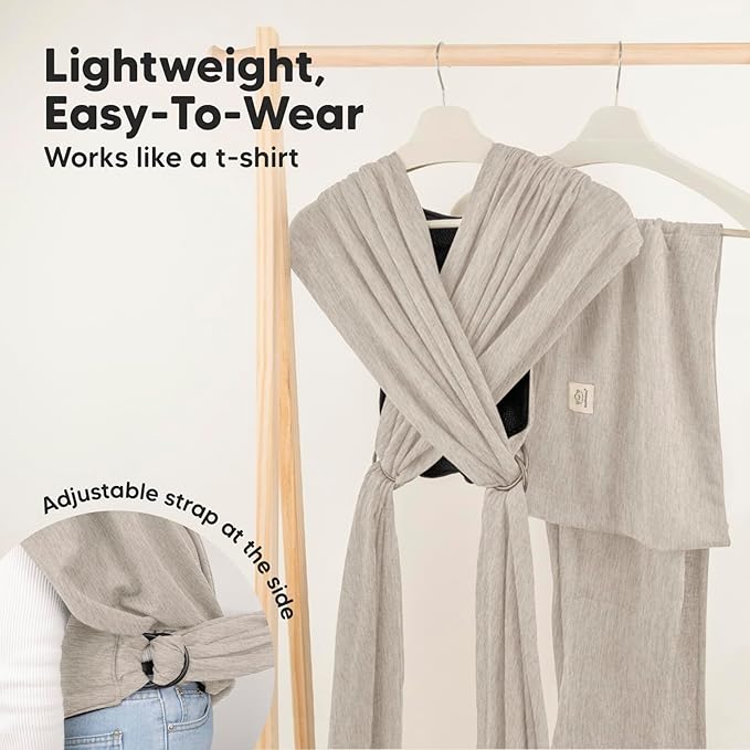 KeaBabies Baby Wrap Carrier Ring Sling - Easy to Wear, Adjustable D-Lite Baby Carrier Newborn to Toddler, Infant Carrying Shirt, Hands Free Bonding, Breathable Fabric Wearing Wrap (Stone Gray)