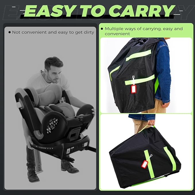 Waterproof Car Seat Travel Bag, Suitable for Airplane and Air Travel, Durable Cushioned Backpack Design, Suitable for Strollers, Height Increasing Seats, Convertible Seats, with 1 Luggage Tag