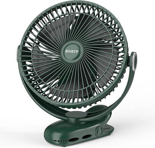 12000mAh Clip on Fan 30H Longest Runtime, 8in Portable Fan Rechargeable, Ultra Quiet with Heavy-Duty Clamp, USB Desk Fans for Golf Cart,Office Desk, Treadmill, Camping, Bedroom