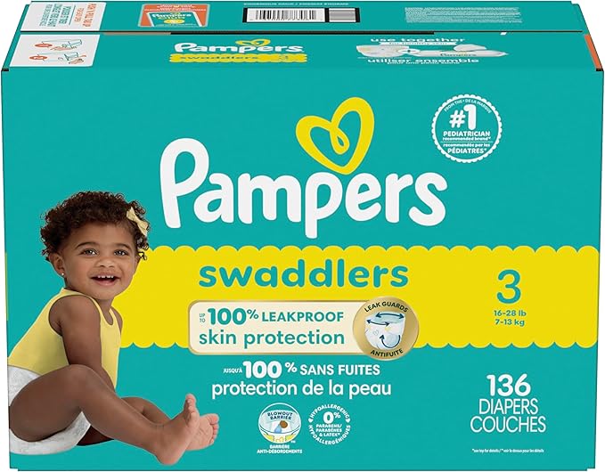 Pampers Baby Diapers - Swaddlers - Size 3, 136 Count, Ultra Absorbent Disposable Infant Diaper