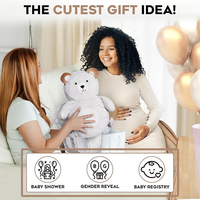 Little Family Baby Head Protector Backpack, Non-Toxic Hypoallergenic Toddler Backpack Head Protection, Full Head Coverage, Head Protection for Falling, Secure, Durable, Bear (Grey)