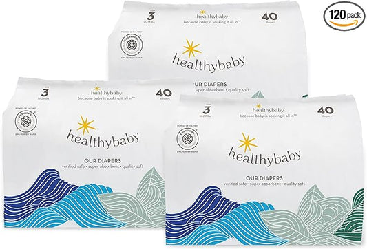 Our Diapers | EWG Verified Safe & Plant-Based Diapers | Leak Protection | Soft Organic Cotton Shell | Chlorine-Free Diaper for Sensitive Skin | Size 3 (16-28 lbs) 120 Count