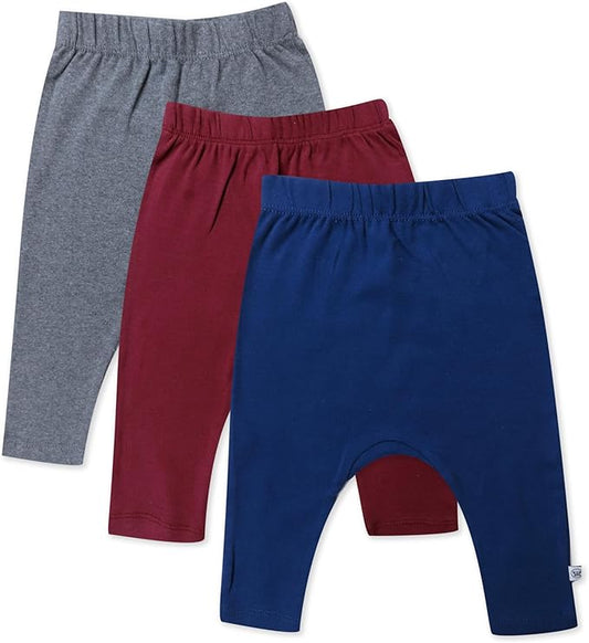 HonestBaby Unisex-Baby Multipack Harem Pants Roomy Fit Pull on Bottoms 100% Organic Cotton for Baby Boys, Girls