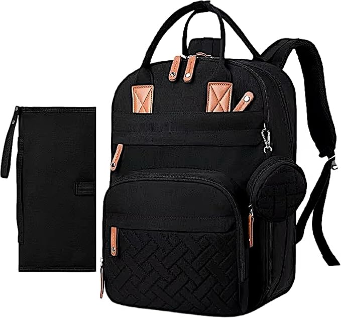 Baby Diaper Bag Backpack - Large Bag for Boys & Girls, with Changing Pad & Pacifier Case, Large Capacity with Insulated Pockets, Waterproof, with Stroller Straps, Unisex - Black