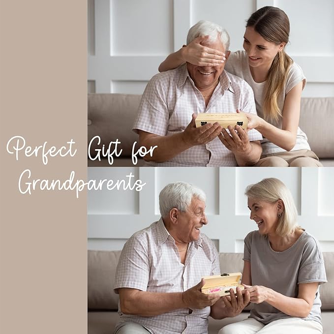 Pregnancy Announcement for Grandparents - Surprise Baby Announcement Gifts Set for Grandma Grandpa- Pregnancy Test Keepsake Box, Baby Onesie & Shoes, Pregnancy Reveal Card