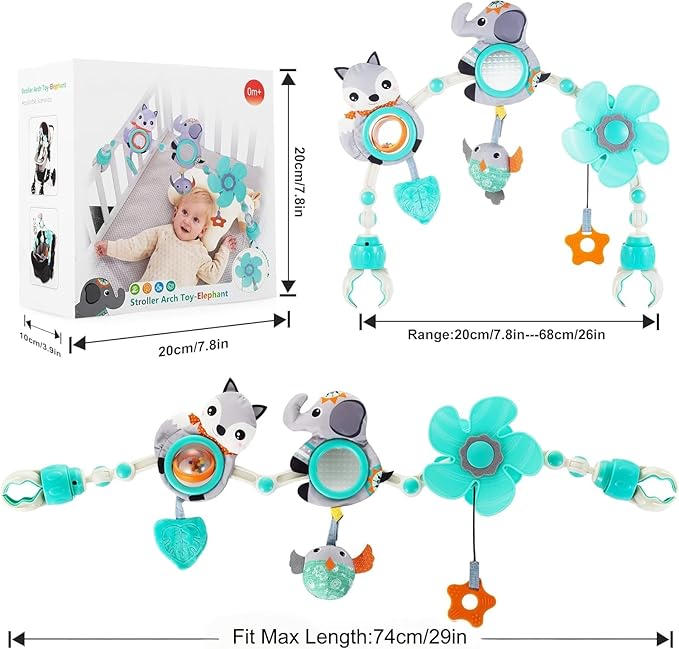 Adjustable Arch Bassinet Toys for Infant & Toddlers, Stroller Arch, Baby Crib Toys with Fascinating Hanging for Stimulating Baby’s Senses and Developing Motor Skills