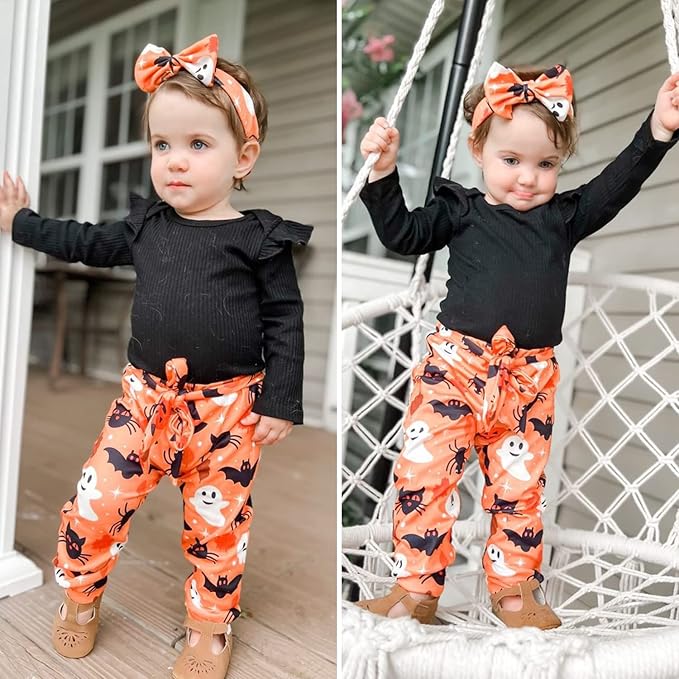 Aalizzwell Preemie Newborn Infant Baby Girls Clothes Ribbed Romper Bodysuit Pants Set Fall Winter Outfits