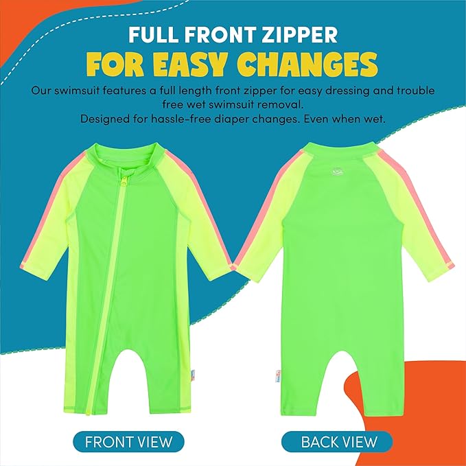 SwimZip Boys' Long-Sleeve UPF 50+ Swimsuit for Baby, Toddler, & Little Boys