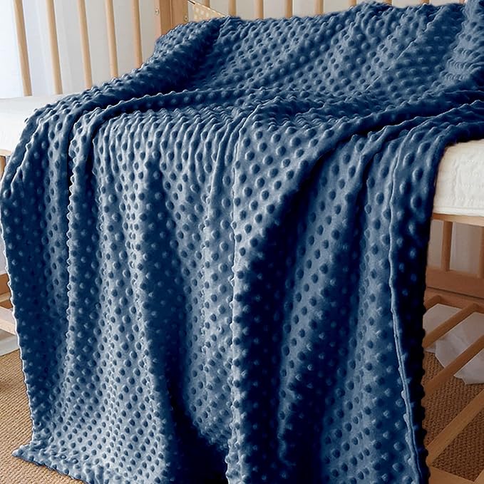 CREVENT Cozy Soft and Warm Sherpa Baby Blanket for Infant Toddler's Crib Cot Stroller Gift for Baby Girls All Season Use(30"X40" Navy Dot)