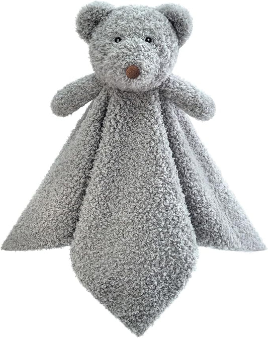 Baby Gray Teddy Bear Soft Stuffed Animal Security Blanket, Plush Bear Character Lovey Blanket, Baby Shower/Nursery Gift, Newborn Infant Toddler Snuggle Blankie for Boys Girls, 14 Inches